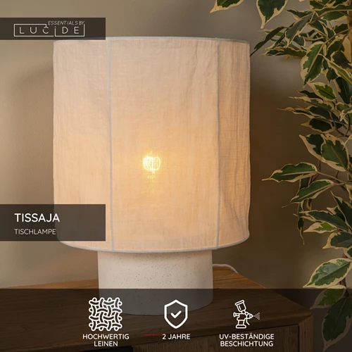 Lucide TISSAJA - Tischlampe - Ø 30 cm - 1xE27 - Weiß | Essential - USP